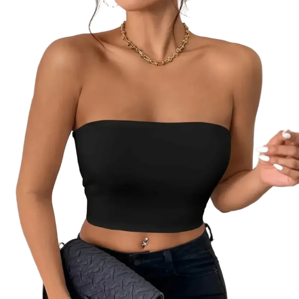 Damen Tube Top aus Baumwollmischung | Off-Shoulder Stretch Top | Alltag und Urlaub | Schmid