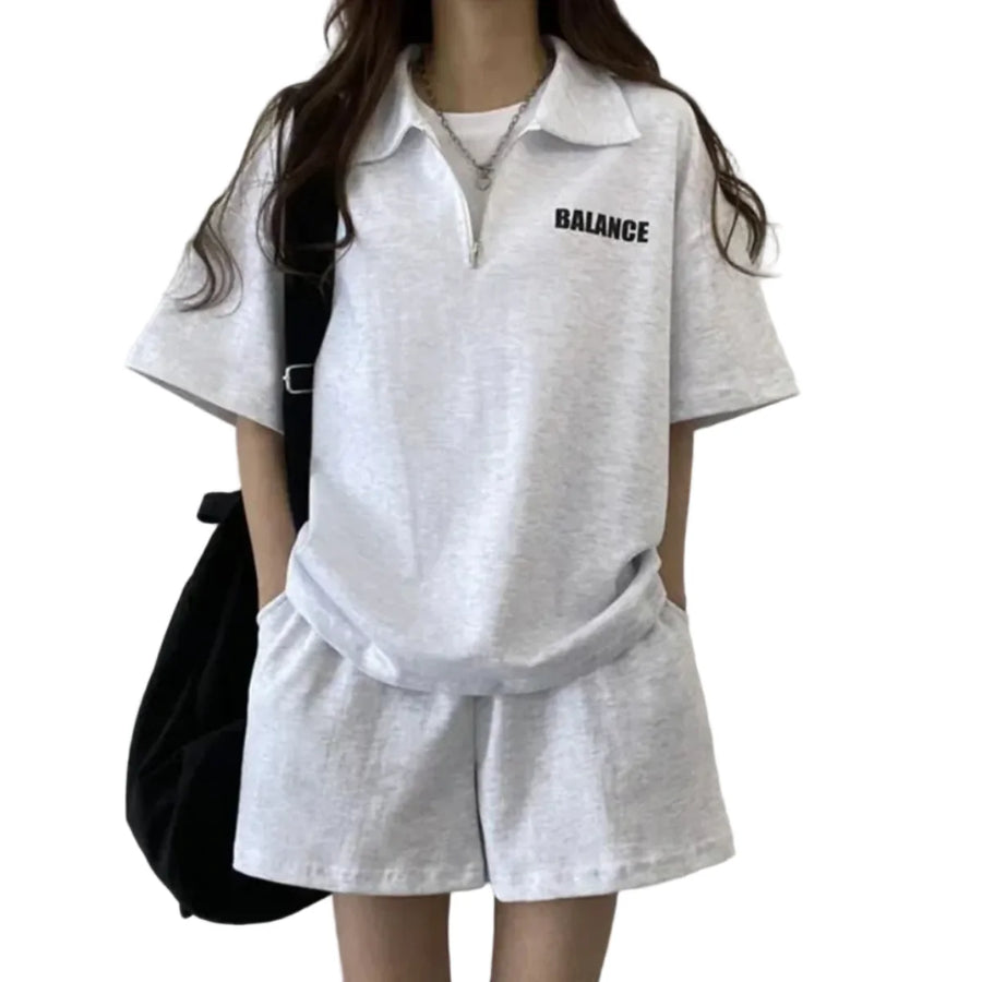 Damenanzug Polyester | Lässiger Schnitt Sommerbekleidungsset | T-Shirt und Shorts Set für den Alltag und Freizeit | Schmid