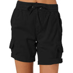 Damen Shorts aus Leinen Baumwollmischung | Hoher Bund mit Elastischem Bund | Locker Geschnittene Freizeit Shorts in Uni | Schmid