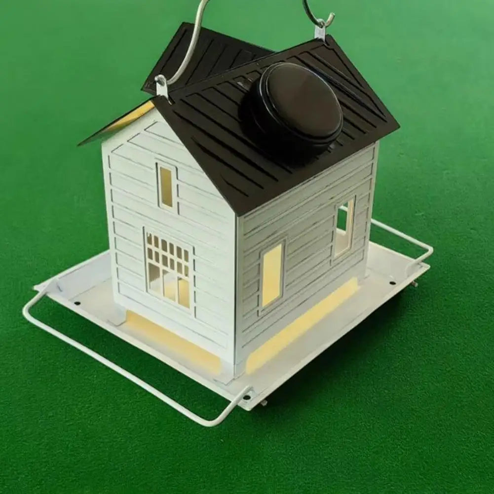 Solarbetriebenes Vogelfutterhaus | Wetterfestes Vogelfutterhaus mit LED-Beleuchtung | Für Garten, Balkon und Terrasse | Schmid