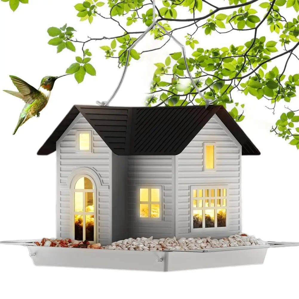 Solarbetriebenes Vogelfutterhaus | Wetterfestes Vogelfutterhaus mit LED-Beleuchtung | Für Garten, Balkon und Terrasse | Schmid