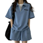 Damenanzug Polyester | Lässiger Schnitt Sommerbekleidungsset | T-Shirt und Shorts Set für den Alltag und Freizeit | Schmid