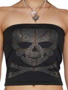 Damen - Top Skelettmotiv Oberteil mit Strassdetails