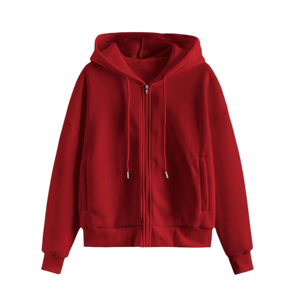 Zip-up - Hoodie Stickad Damhoodie med Dragkedja