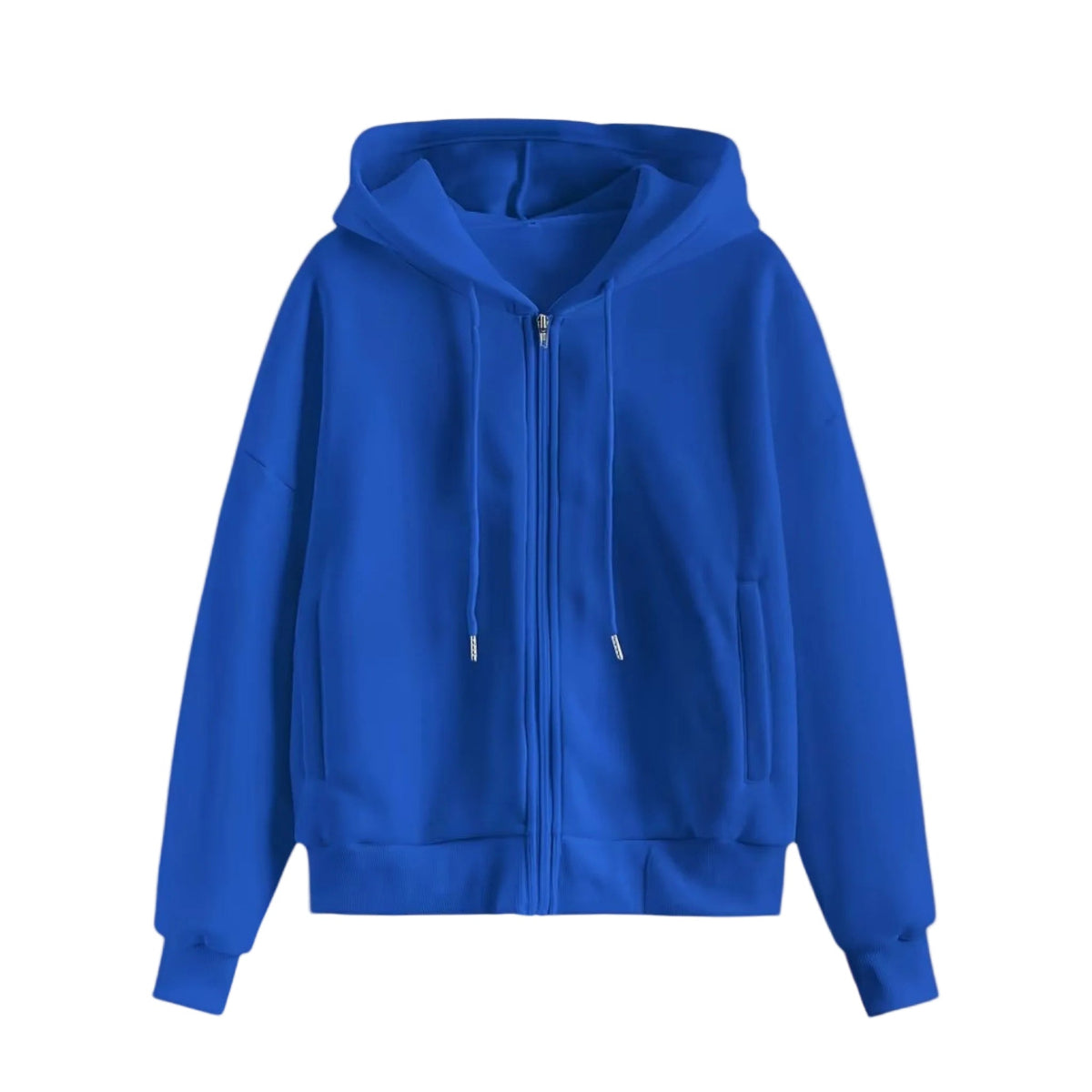 Zip-up - Hoodie Stickad Damhoodie med Dragkedja