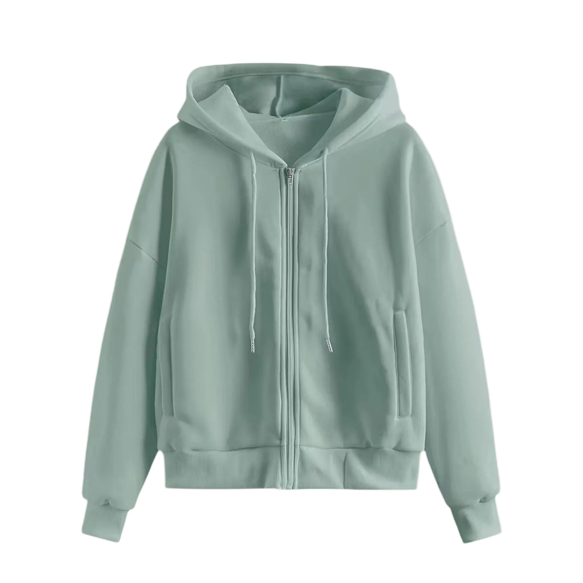 Zip-up - Hoodie Stickad Damhoodie med Dragkedja