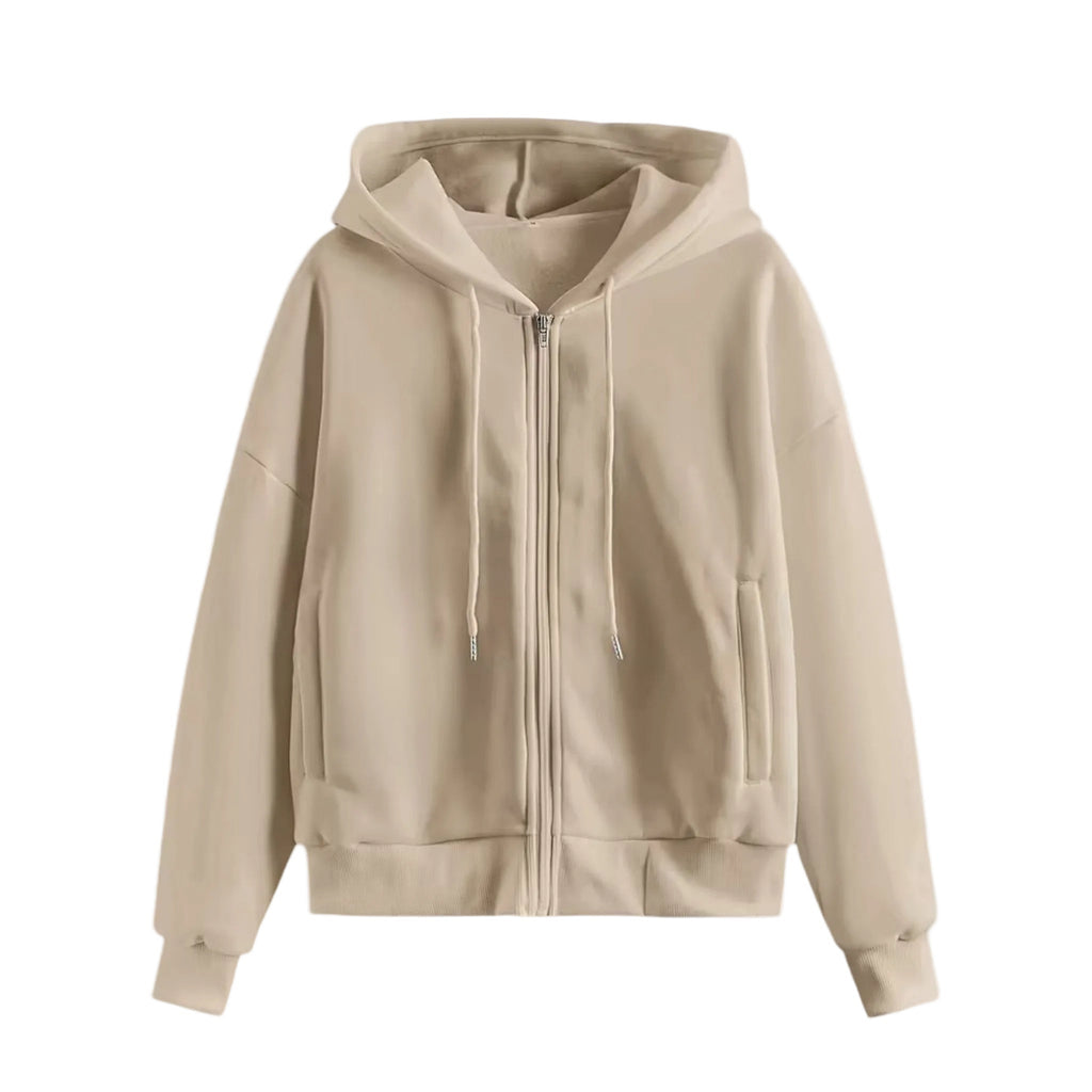 Zip-up - Hoodie Stickad Damhoodie med Dragkedja