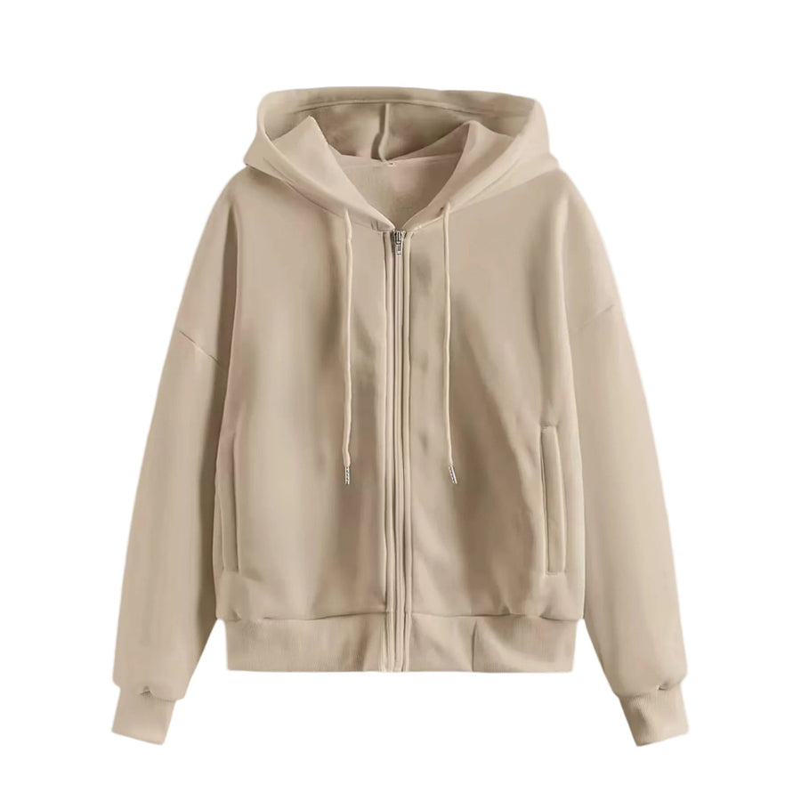 Zip-up - Hoodie Stickad Damhoodie med Dragkedja