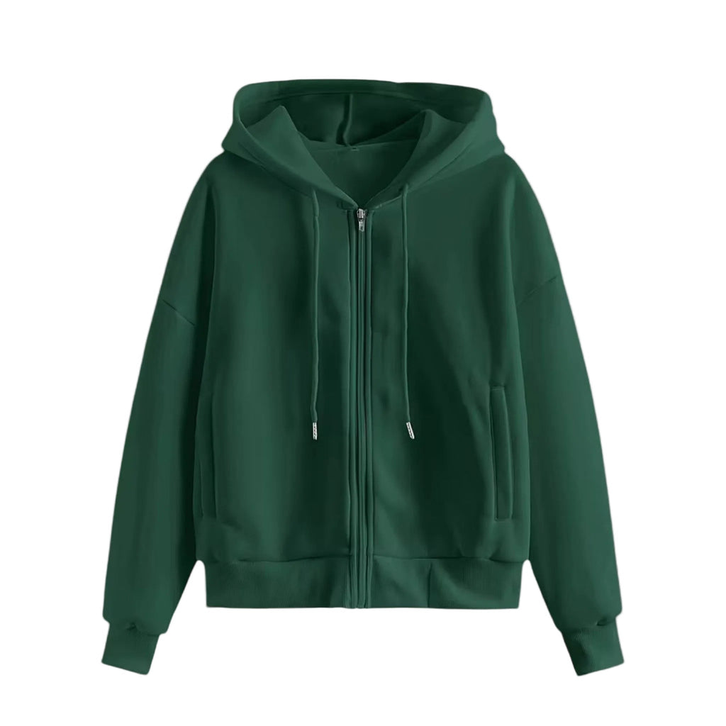 Zip-up - Hoodie Stickad Damhoodie med Dragkedja