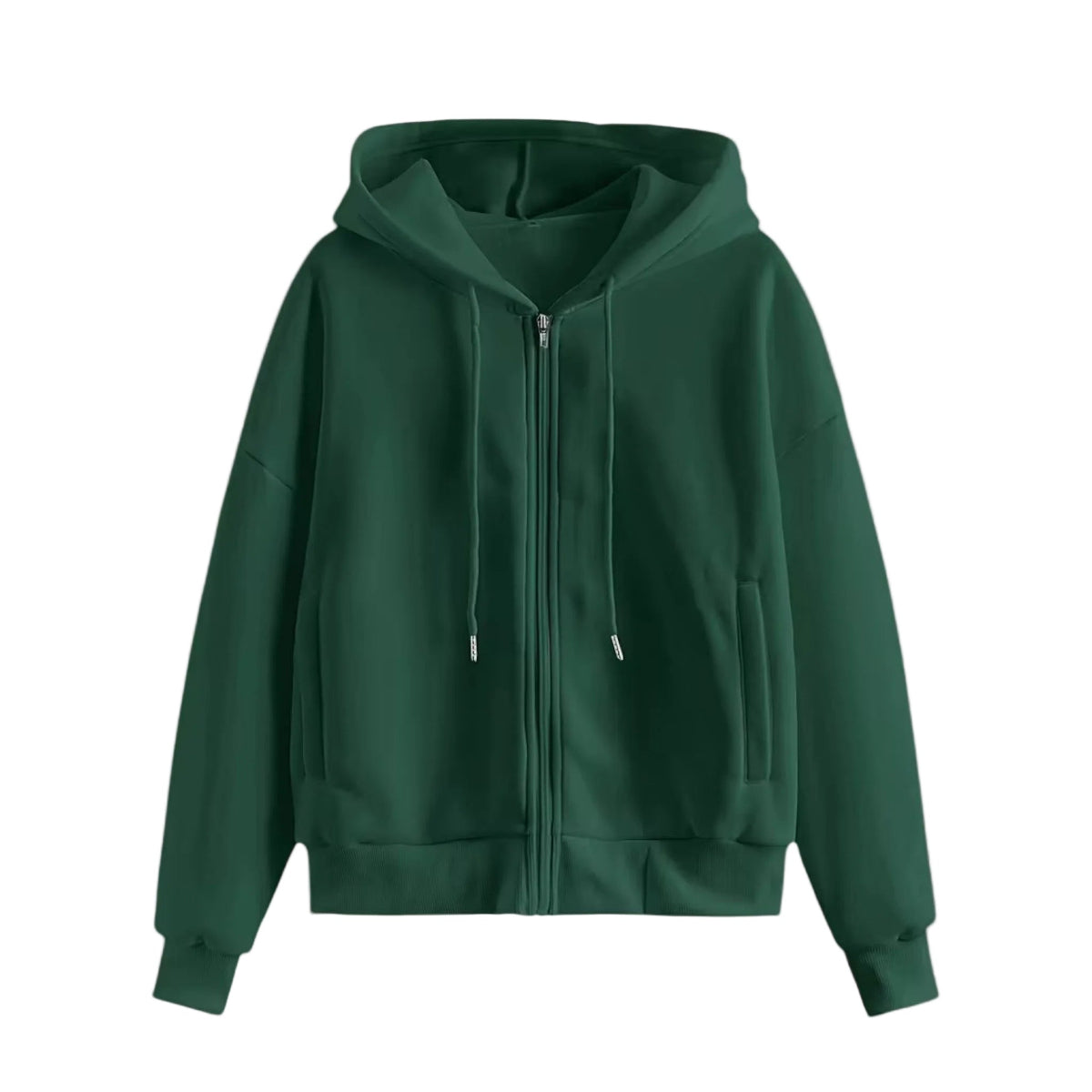 Zip-up - Hoodie Stickad Damhoodie med Dragkedja