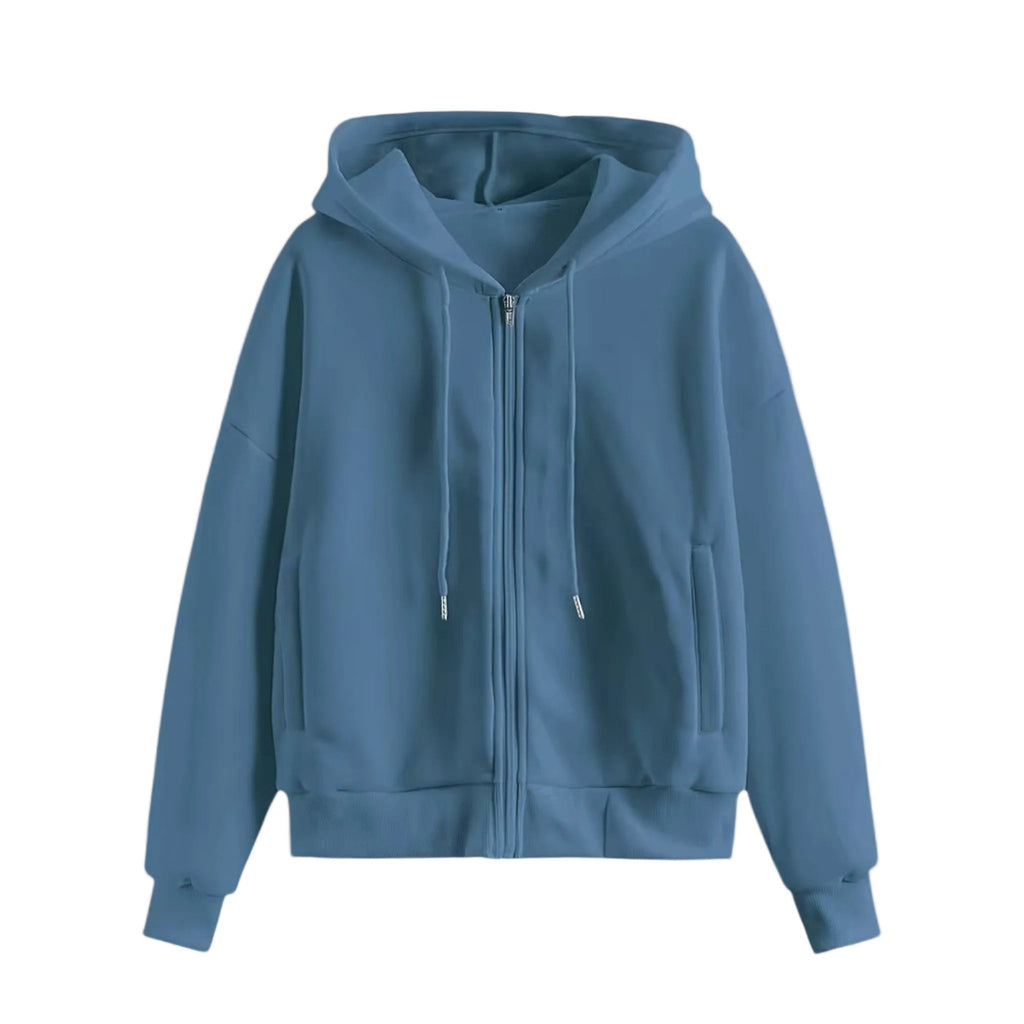 Zip-up - Hoodie Stickad Damhoodie med Dragkedja