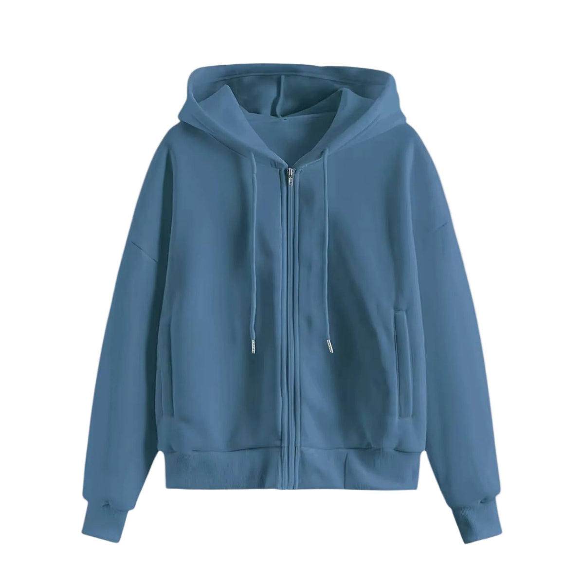 Zip-up - Hoodie Stickad Damhoodie med Dragkedja