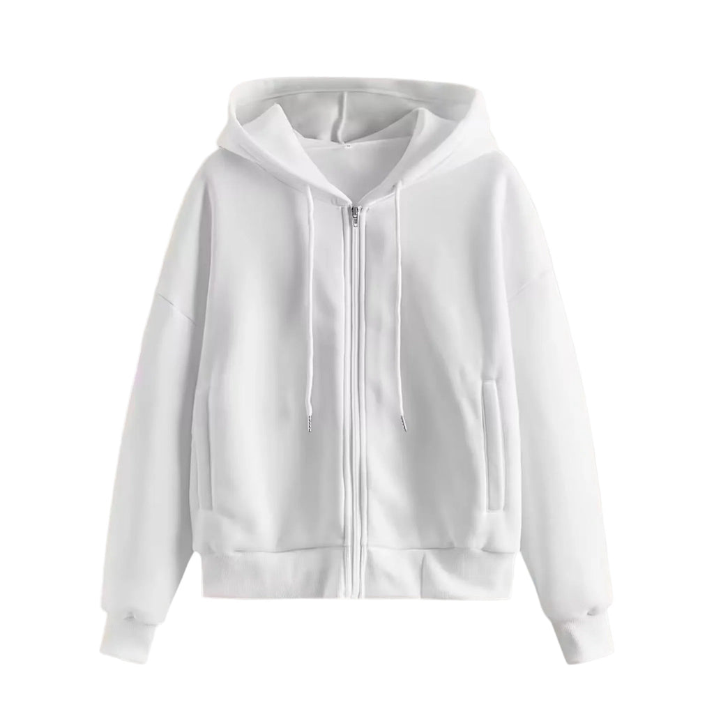 Zip-up - Hoodie Stickad Damhoodie med Dragkedja