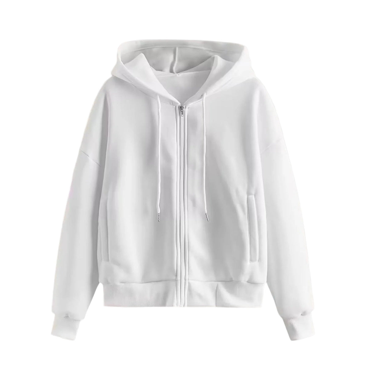 Zip-up - Hoodie Stickad Damhoodie med Dragkedja