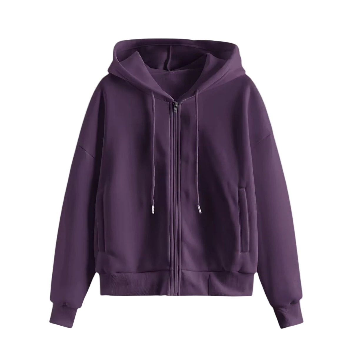 Zip-up - Hoodie Stickad Damhoodie med Dragkedja