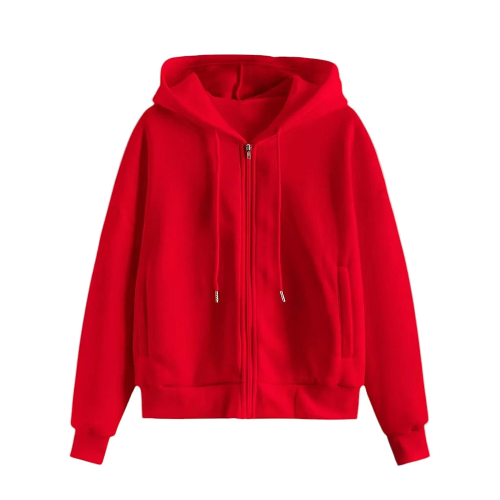 Zip-up - Hoodie Stickad Damhoodie med Dragkedja