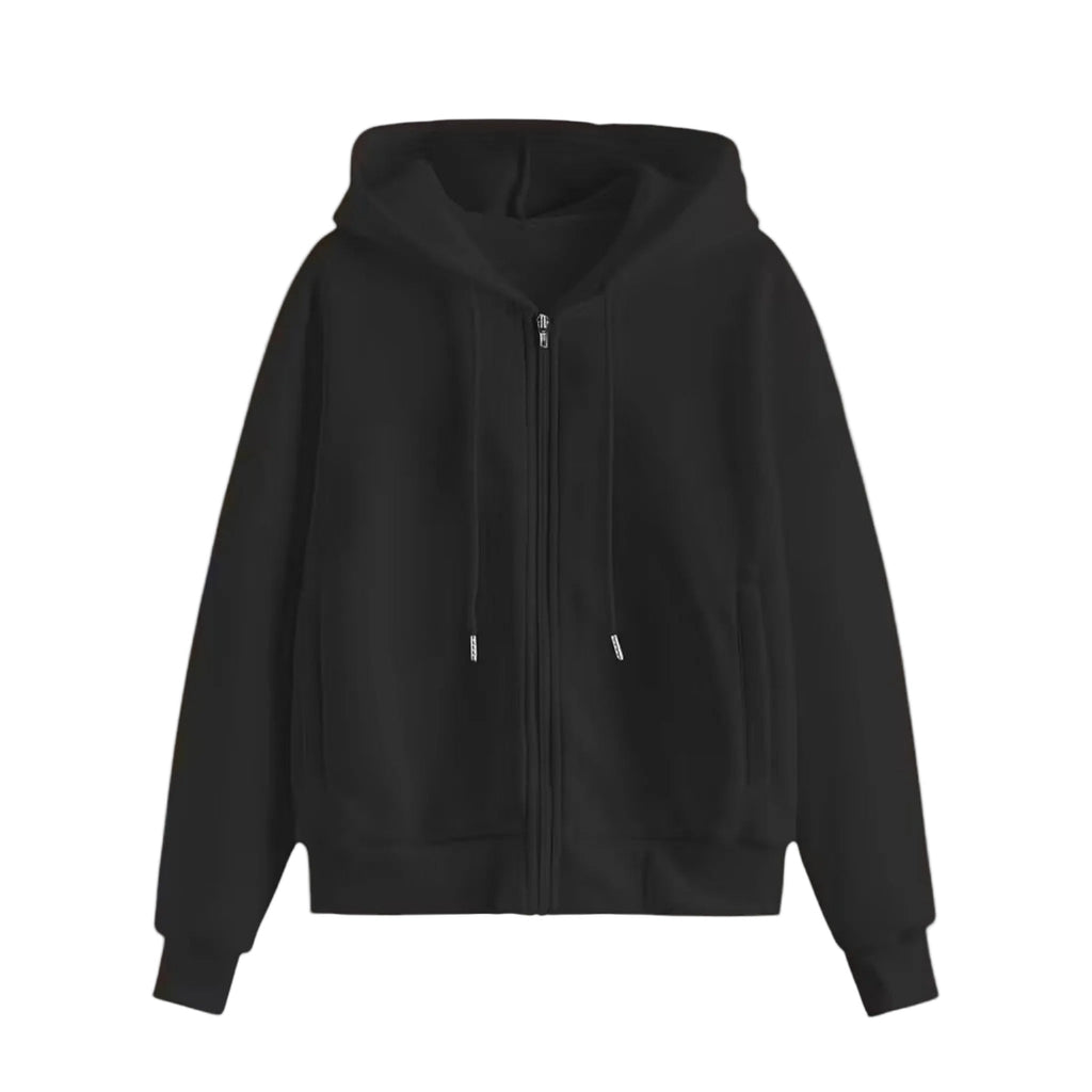 Zip-up - Hoodie Stickad Damhoodie med Dragkedja
