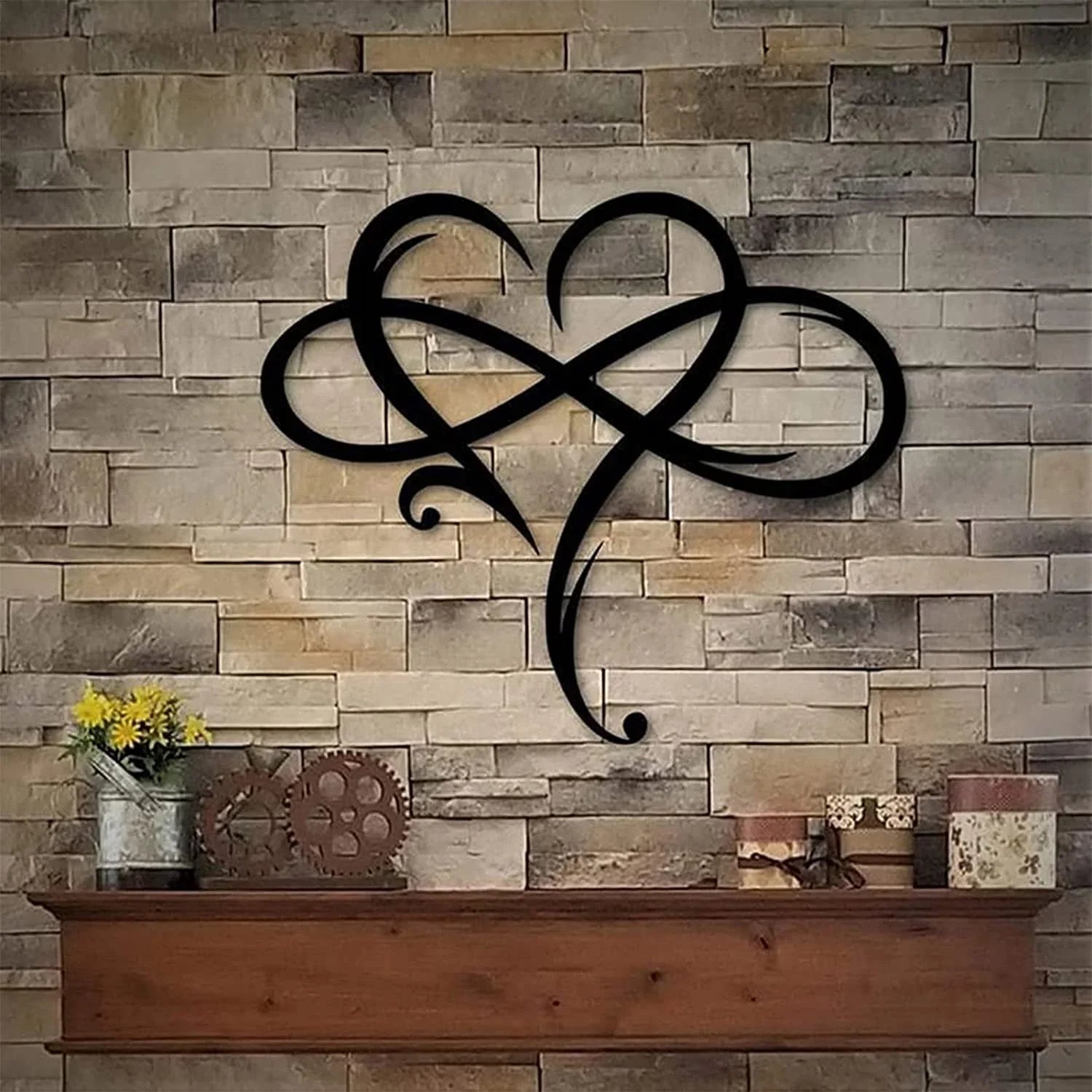 LoveBound Herz- und Unendlichkeits-Symbol – Metalldeckoration für die Wand