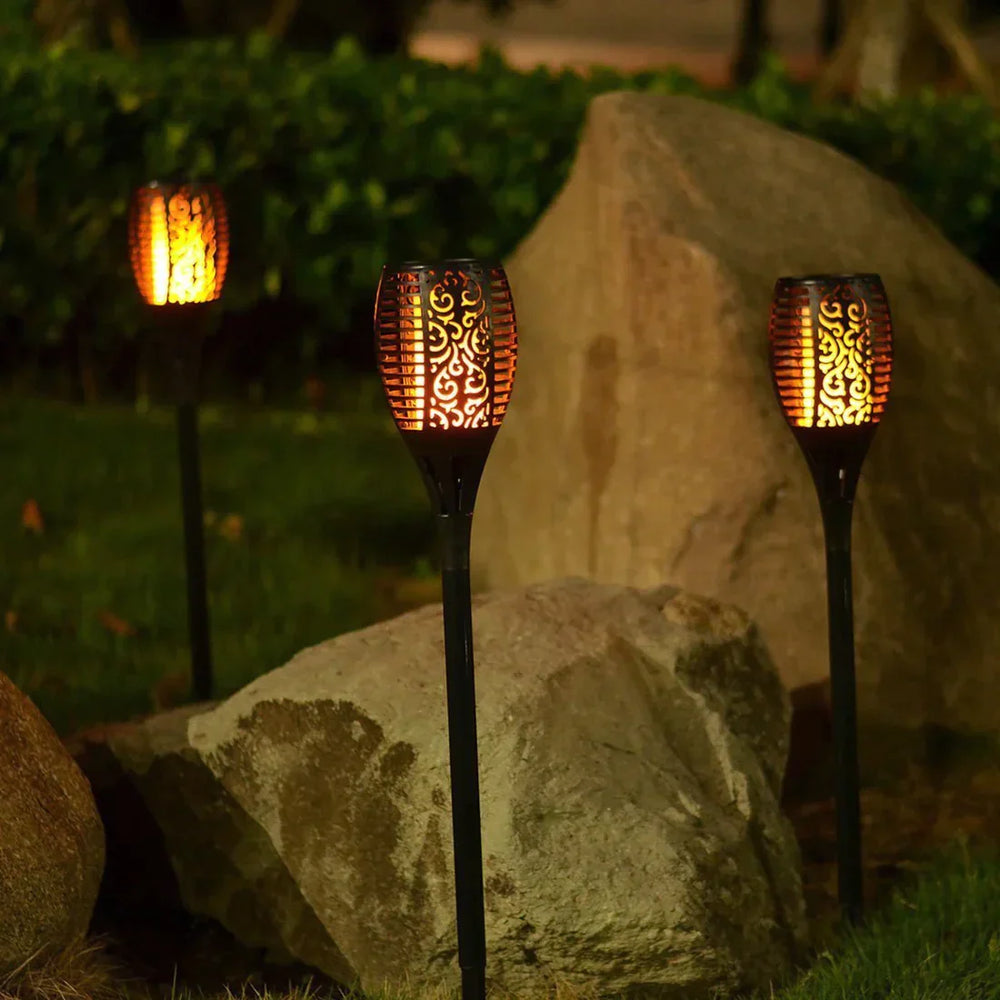 Solar LED Gartenfackel – IP65, Automatisch Ein/Aus, Außenbeleuchtung
