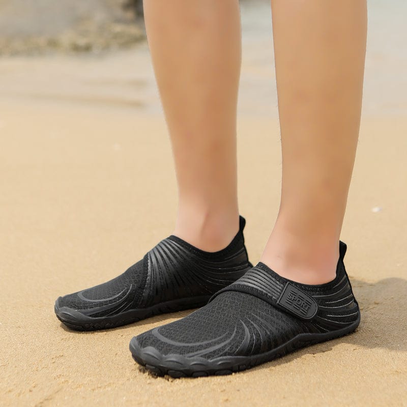 Schnelltrocknende Barfußschuhe | Stretch & Klettverschluss | Geriffelte Sohle für Strand, Pool & Freizeit | Schmid