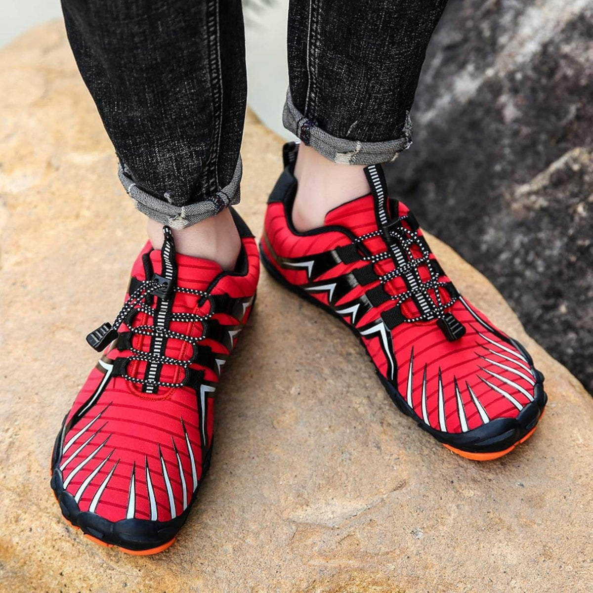 Herren Barfußschuhe aus Mesh | Flexible Gummisohle & EVA-Einlegesohle | Schnürschuhe für Strand, Training & Spaziergänge | Schmid