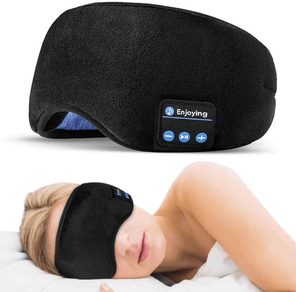 Bluetooth-Schlafmaske | Integrierte Ultradünne Lautsprecher & Lichtblockierendes Design | Verstellbare Audio-Augenmaske für Reisen | Schmid