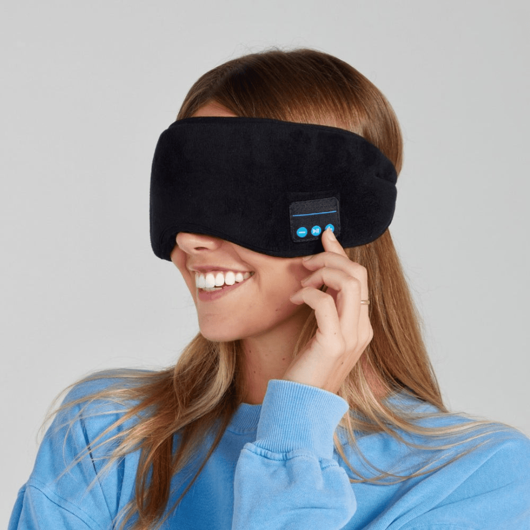 Bluetooth-Schlafmaske | Integrierte Ultradünne Lautsprecher & Lichtblockierendes Design | Verstellbare Audio-Augenmaske für Reisen | Schmid