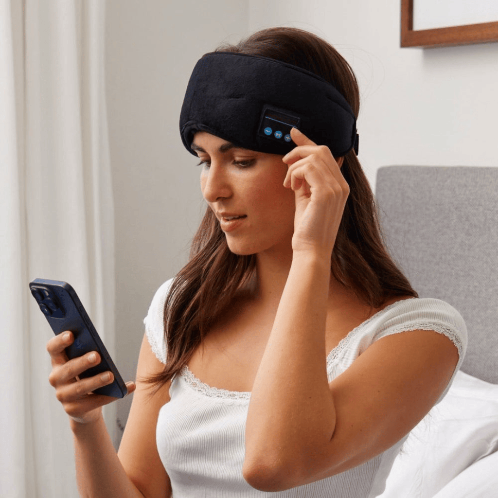 Bluetooth-Schlafmaske | Integrierte Ultradünne Lautsprecher & Lichtblockierendes Design | Verstellbare Audio-Augenmaske für Reisen | Schmid
