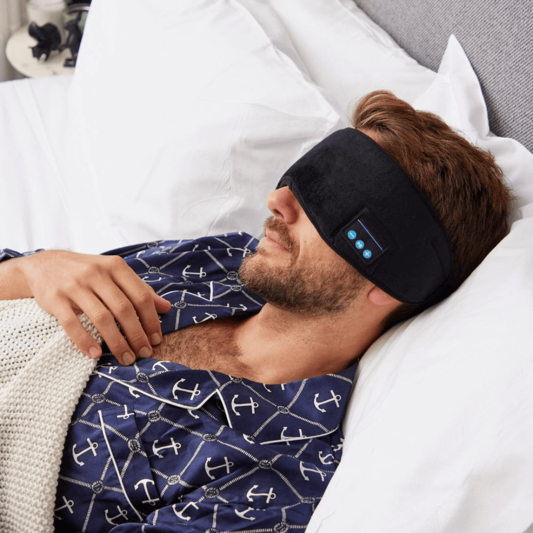 Bluetooth-Schlafmaske | Integrierte Ultradünne Lautsprecher & Lichtblockierendes Design | Verstellbare Audio-Augenmaske für Reisen | Schmid
