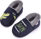 Gefütterte Kinderhausschuhe | Baumwolle, Plüsch & Kunstfellfutter | Slip-On Schuhe mit Einhorn- oder Krokodilmotiv | Schmid