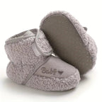 Babyschuhe aus Stoff | Klettverschluss & Flexible Sohle | Schuhe mit Herzmuster und Runder Spitze für den Winter | Schmid