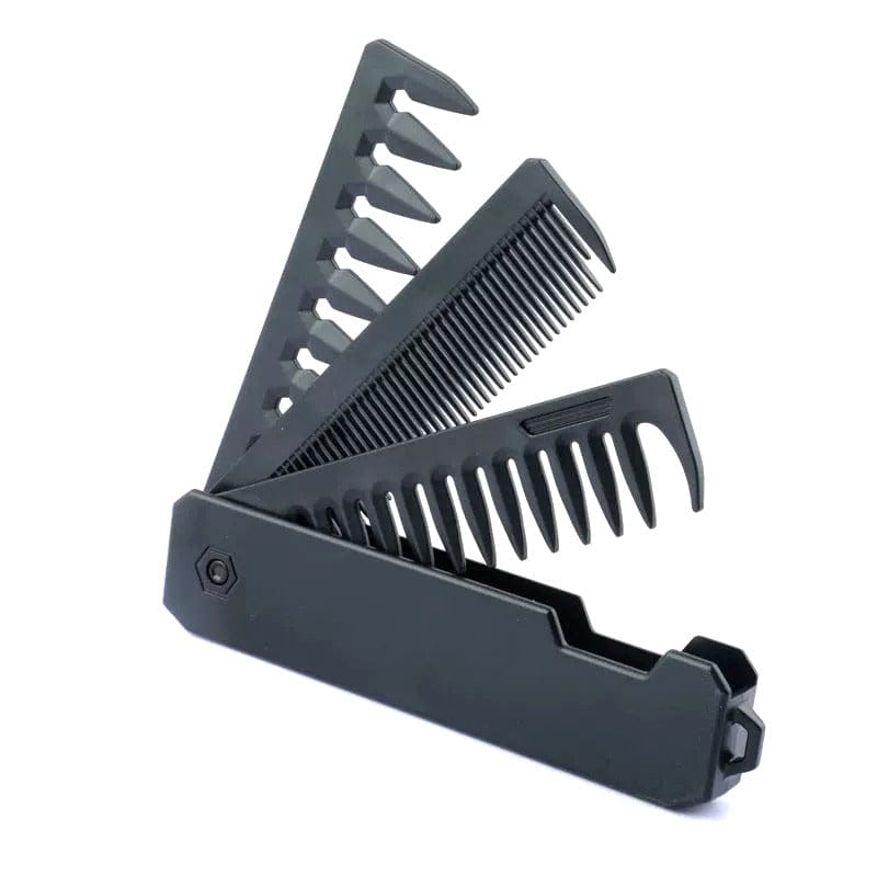 3-in-1 Klappkamm für Haar & Bart | Austauschbare Feine & Breite Zähne | Kompaktes Grooming-Werkzeug für Zuhause & Reisen | Schmid