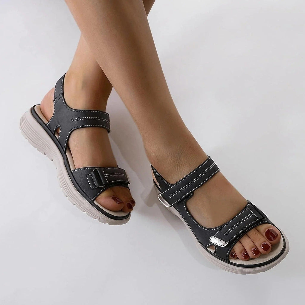Sandalen aus PU-Leder | Verstellbare Riemen & Strukturierte Außensohle | Leichte Sandalen für Alltag, Arbeit & Freizeit | Schmid