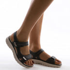 Sandalen aus PU-Leder | Verstellbare Riemen & Strukturierte Außensohle | Leichte Sandalen für Alltag, Arbeit & Freizeit | Schmid