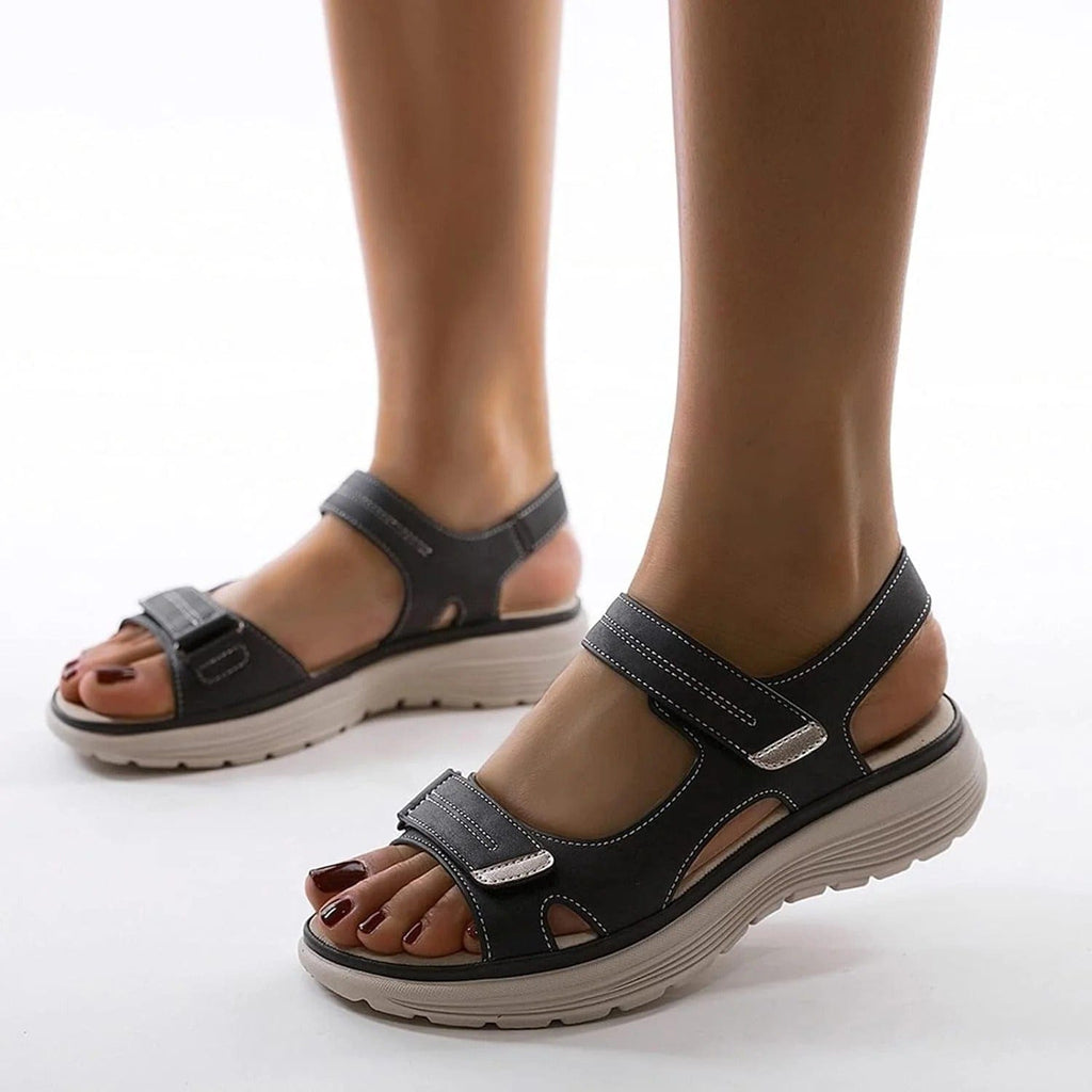 Sandalen aus PU-Leder | Verstellbare Riemen & Strukturierte Außensohle | Leichte Sandalen für Alltag, Arbeit & Freizeit | Schmid