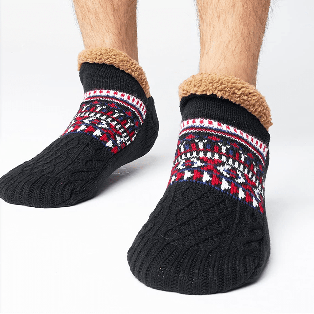 Wintersocken mit Fleecefutter | Acryl-Obermaterial & Silikonpunkte | Gefütterte Socken für den Innenbereich & Alltag | Schmid