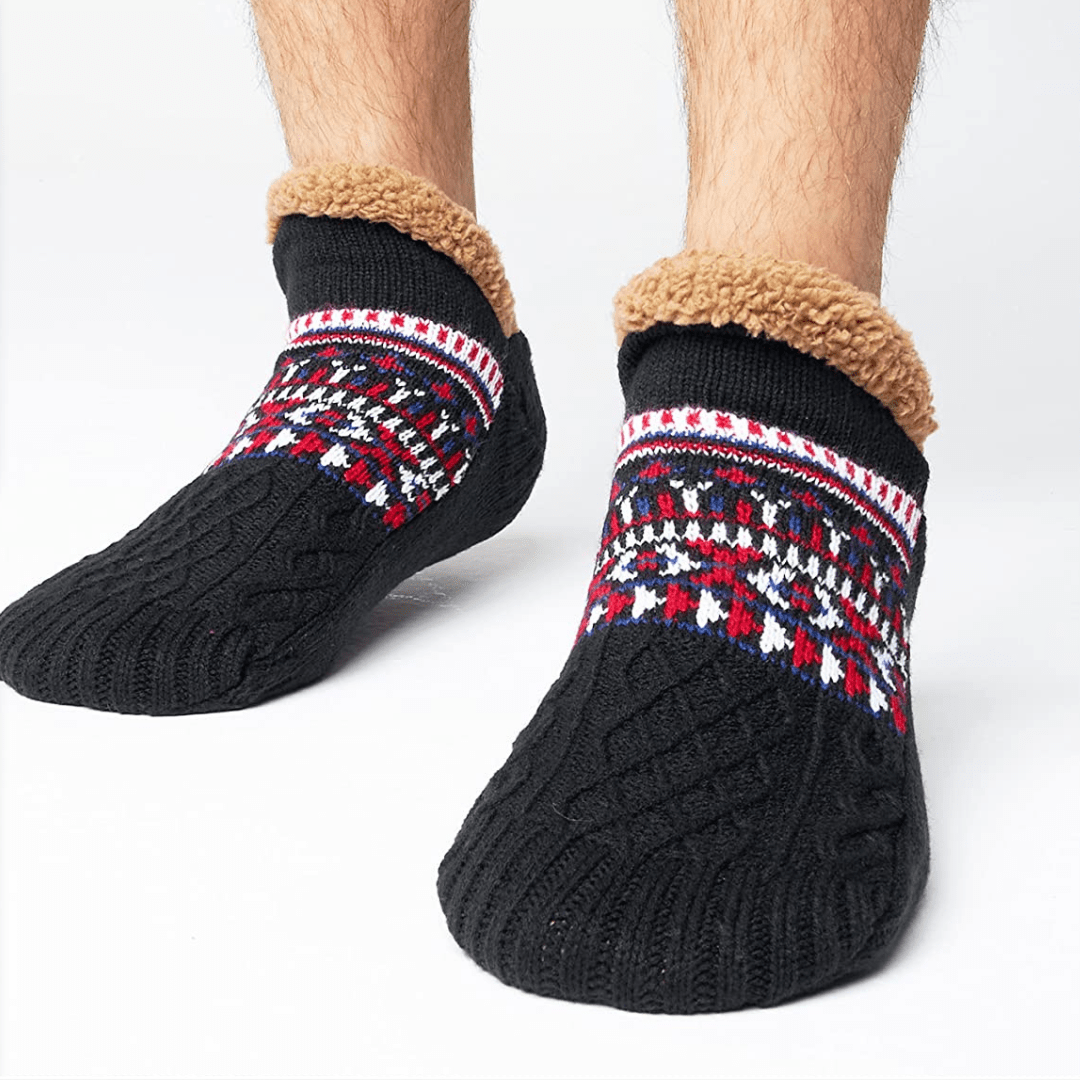 Wintersocken mit Fleecefutter | Acryl-Obermaterial & Silikonpunkte | Gefütterte Socken für den Innenbereich & Alltag | Schmid