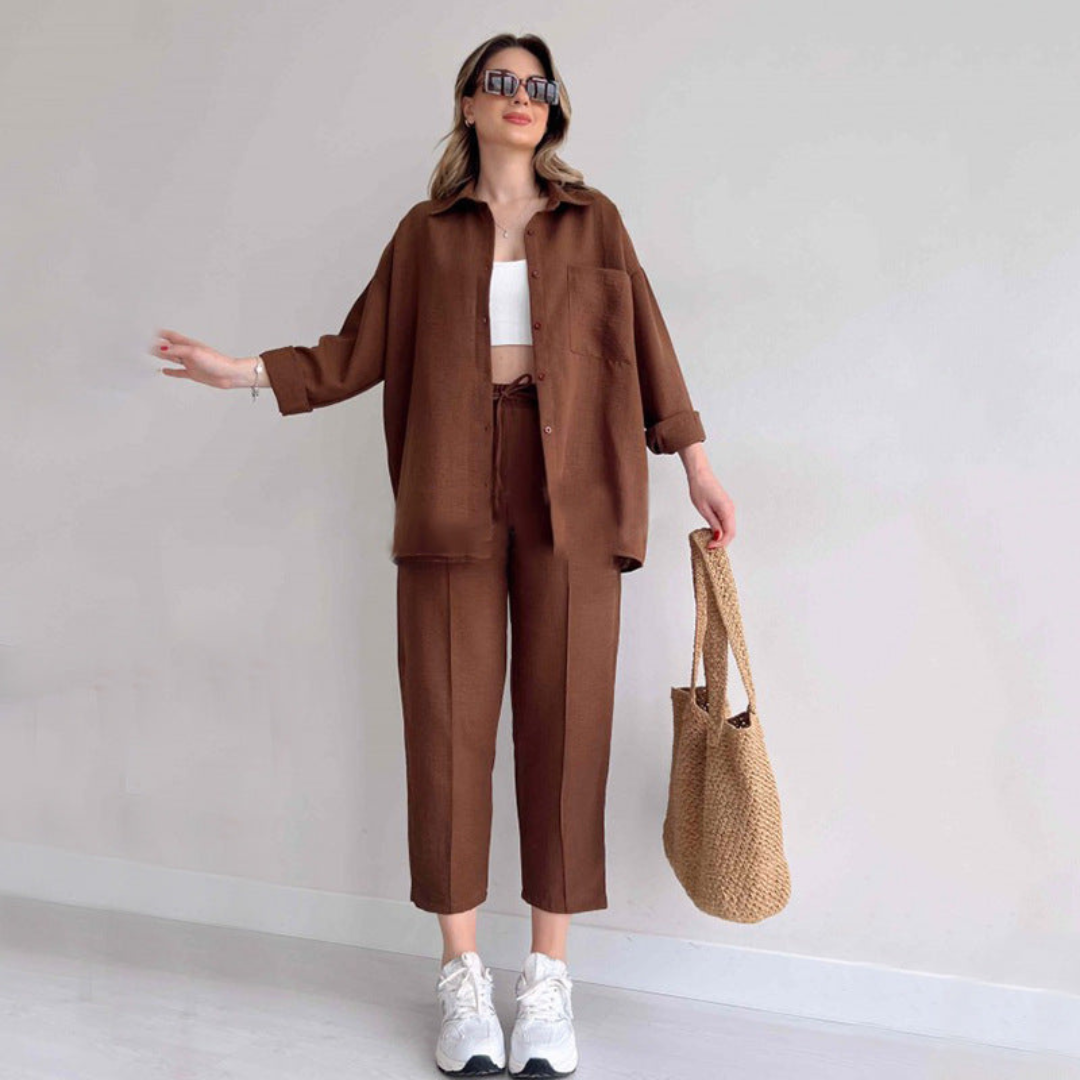 Leichter Damen Leinen Zweiteiler Camille | Bequemes Sommer Outfit Für Alltag Und Urlaub