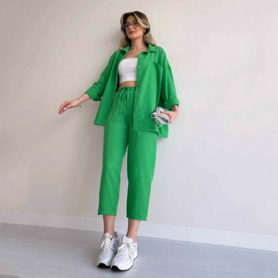 Leichter Damen Leinen Zweiteiler Camille | Bequemes Sommer Outfit Für Alltag Und Urlaub