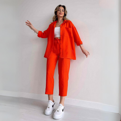 Leichter Damen Leinen Zweiteiler Camille | Bequemes Sommer Outfit Für Alltag Und Urlaub