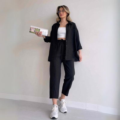 Leichter Damen Leinen Zweiteiler Camille | Bequemes Sommer Outfit Für Alltag Und Urlaub