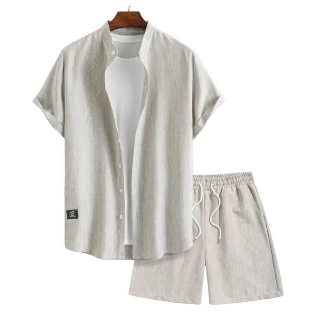 Herren Sommeranzug aus Baumwolle und Leinen | Regular Fit Kurzarmhemd und Shorts | Sommergebrauch | Schmid