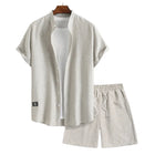 Herren Sommeranzug aus Baumwolle und Leinen | Regular Fit Kurzarmhemd und Shorts | Sommergebrauch | Schmid