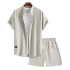 Herren Sommeranzug aus Baumwolle und Leinen | Regular Fit Kurzarmhemd und Shorts | Sommergebrauch | Schmid