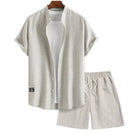 Herrenanzug Baumwolle | Lässiger Schnitt Sommer-Set | Kurzarmhemd und Shorts für Freizeit und warme Tage | Schmid