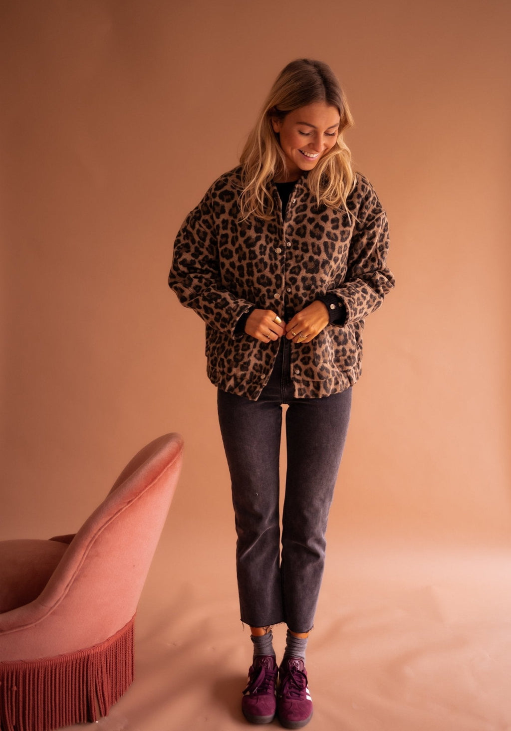 Damen Jacke mit Leopardenmuster – Langarm Oberbekleidung