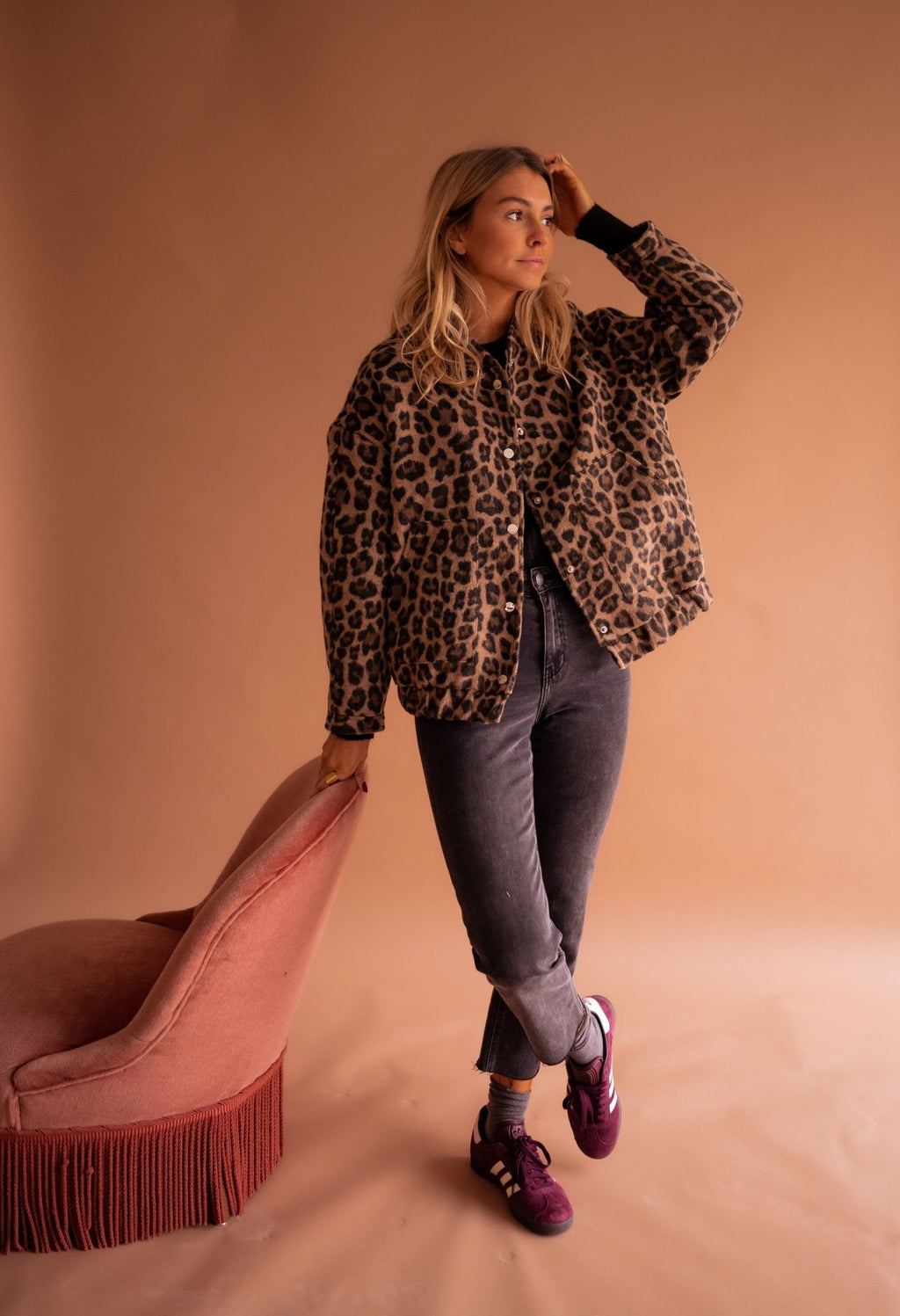 Damen Jacke mit Leopardenmuster – Langarm Oberbekleidung