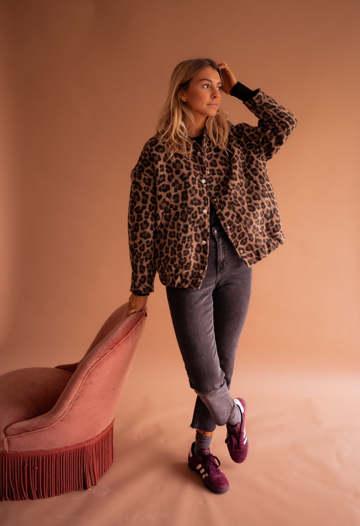 Damen Jacke mit Leopardenmuster – Langarm Oberbekleidung