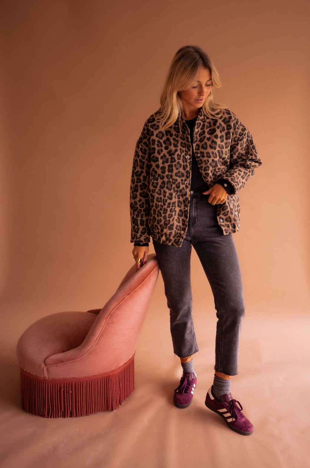 Damen Jacke mit Leopardenmuster – Langarm Oberbekleidung