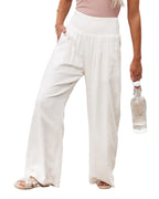 Damenhosen aus Leinenmischung | Weite Hosen mit Elastischem Bund | Alltagstauglich im Sommer | Schmid